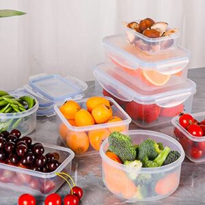 Food Storage Containers 8 PCS, Reusable Plastic Food Containers With Lids Airtight, BPA Free & 100% Leak-Proof, Microwave & Freezer and Dishwasher Safe, 8.2-50.75Oz