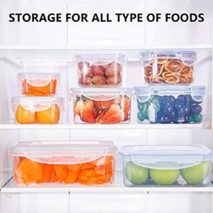 Food Storage Containers 8 PCS, Reusable Plastic Food Containers With Lids Airtight, BPA Free & 100% Leak-Proof, Microwave & Freezer and Dishwasher Safe, 8.2-50.75Oz