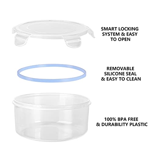 Food Storage Containers 8 PCS, Reusable Plastic Food Containers With Lids Airtight, BPA Free & 100% Leak-Proof, Microwave & Freezer and Dishwasher Safe, 8.2-50.75Oz