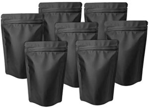 100 pack matte black mylar stand up bags – 5.5×7.8 inches smell proof resealable bags, sealable foil packaging bags