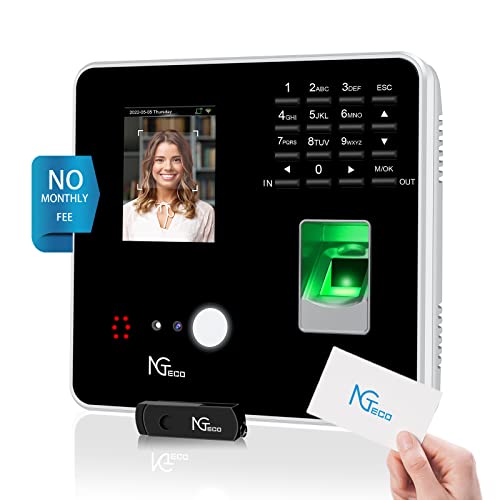 Time Clock - NGTeco Time Clocks for Employees Small Business with Face, Finger Scan, RFID and PIN Punching in One, Office Time Card Machine Automatic Punch with APP for iOS Android (0 Monthly Fee)