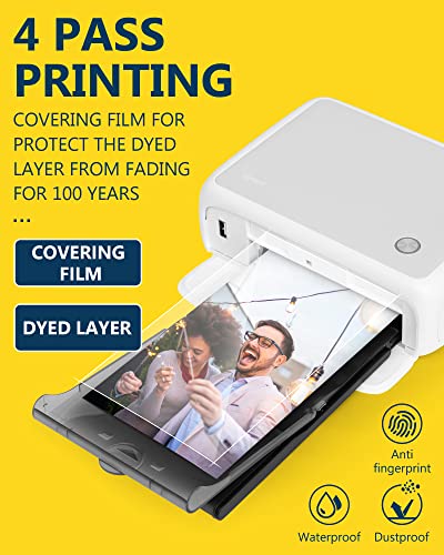 HPRT 4x6 Photo Printer AR Portable Instant Photo Printer 4 Pass 300 DPI Premium Quality Photo Compatible with iOS, Android and Bluetooth Devices (White)