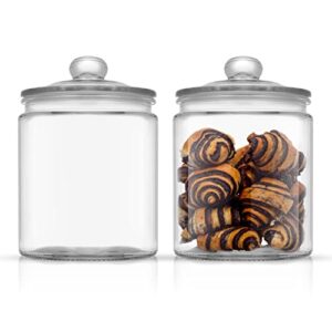 JoyJolt Elegant Cookie Jar. 2 Large Glass Jar With Glass Lid. Cookie Jars for Kitchen Counter with Lids, Candy Jar, Decorative Apothecary Jar, Large Canisters, Half Gallon Glass Jar with Lid Airtight