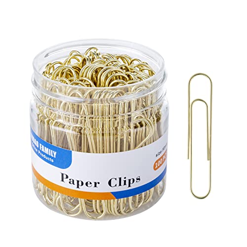 FUDAO FAMILY Large Paper Clips, Gold Paper Clips, 2 Inch Paper Clip, Jumbo Paperclips 100/Pack