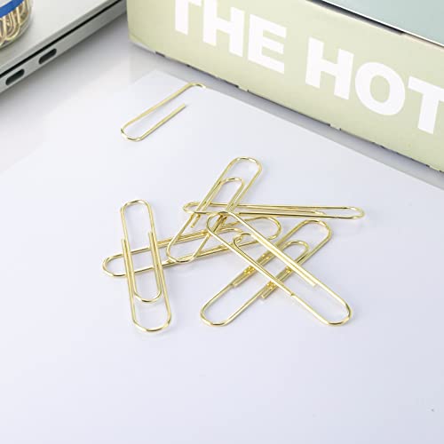 FUDAO FAMILY Large Paper Clips, Gold Paper Clips, 2 Inch Paper Clip, Jumbo Paperclips 100/Pack