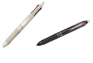 pilot frixion ball 4, 4 colors gel ink multi pen(black, red, blue and green), black body and white body, lkfb-80ef-b/lkfb-80ef-w, 0.5mm