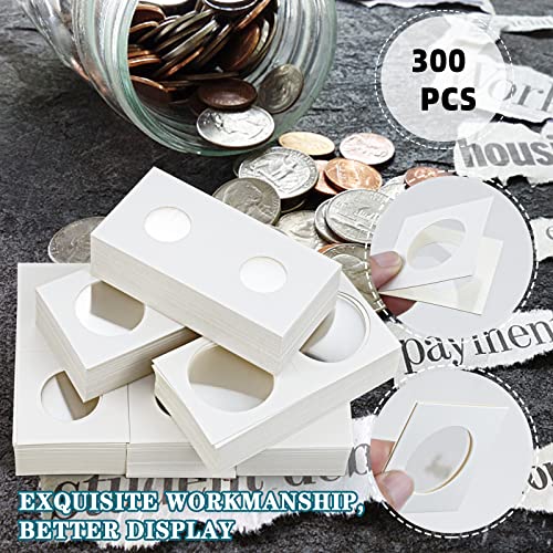 Nexxxi 300 Pcs Cardboard Coin Holder, 6 Sizes 2" x 2" Currency Holders for Coin Collection Supplies