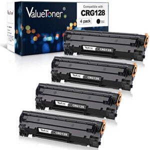 valuetoner compatible toner cartridge replacement for canon 128 crg-128 3500b001aa imageclass d530 d550 mf4570dw mf4770n mf4880dw mf4890dw mf4450 mf4420n faxphone l190 l100 printer (black, 4 pack)