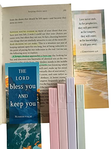 6Pack Bible Aesthetic Highlighters Assorted Colors With Bookmarks, Bible Highlighters and Pens No Bleed, Cute Pastel Highlighter for Journal School Office Supplies