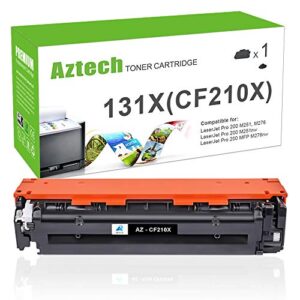 aztech compatible toner cartridge replacement for hp 131x cf210x 131a cf210a for pro 200 color mfp m276nw m251nw m276n m251n printer ink (black, 1-pack)