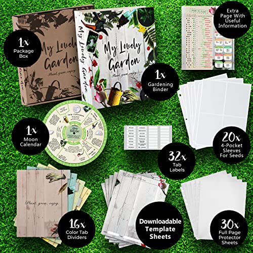 Garden Journal, 3 Ring Full Page 8.5x11" Binder. Seed Packet Organizer Kit, Perfect Planner & Almanac & Notebook for Gardeners, Ideal Gift for Farmers and Garden Enthusiasts (Gardening Binder with Calendar)