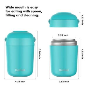 DaCool Insulated Lunch Container Kids Food Thermos 16 oz with Handle Leakproof Vacuum Stainless Steel Keep Food Warm Container to Keep Lunch Hot Food Jar Bento for Girls Boys School Picnic Cyan-Blue