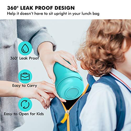 DaCool Insulated Lunch Container Kids Food Thermos 16 oz with Handle Leakproof Vacuum Stainless Steel Keep Food Warm Container to Keep Lunch Hot Food Jar Bento for Girls Boys School Picnic Cyan-Blue