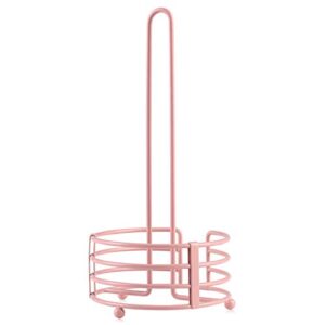 buruis standing paper towel holder, 13 x 6 inch modern decorative countertop rolls holder for kitchen, toilet, pantry and bathroom (pink)