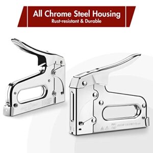 Arrow T50 Heavy Duty Staple Gun Kit, All Chrome Steel Stapler, with 3750 Pieces T50 1/4", 3/8", 1/2" Staples, for Upholstery Professional Projects
