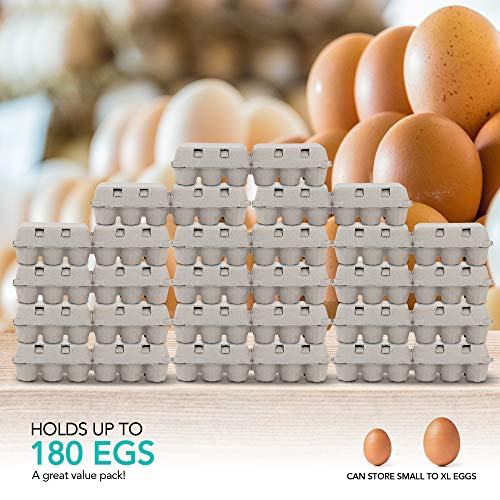 Stock Your Home Split Apart Egg Cartons (15 Pack) - One Dozen Egg Cartons - Splits in Half Dozen Egg Cartons - Holds 180 Total Eggs - Eco-Friendly Egg Containers - 30 Labels for Writing Sell by Date