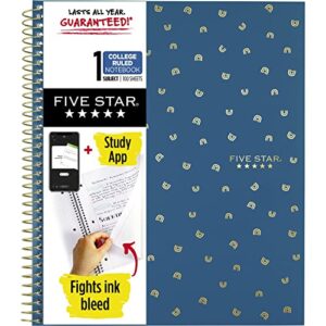 five star spiral notebook plus study app, 1-subject, college ruled paper, 11″ x 8-1/2″, 100 sheets, design will vary (06348)