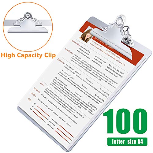 Metal Clipboard, Contractor Heavy Duty Aluminum Clipboard with High Capacity Clip, Rust-Proof Plate for Letter Size and A4 Paper Sheet, Supplies for Office, Jobsite, Medical, School, Law Enforcement