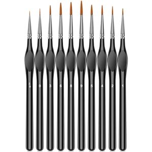 miniature paint brushes,10pcs small fine tip paintbrushes, micro detail paint brush set, triangular grip handles art brushes perfect for acrylic, watercolor, oil, craft, models, warhammer 40k (black)