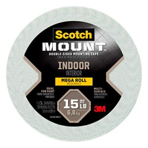 scotch-mount indoor double-sided mounting tape mega roll 110h-long-dc, 3/4 in x 350 in