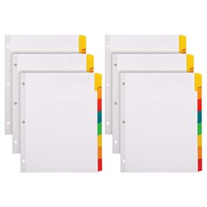 oxford write ’n erase binder dividers, 8 tab, write on tabs, erase ballpoint pen, non permanent marker or pencil, white, color tabs, 6 sets (89991)