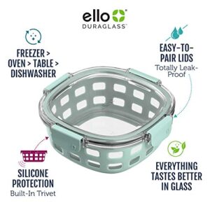 Ello Duraglass Round Glass Meal Prep Storage Containers Set with Leak Proof Airtight Lids, 10 Pc 3.4 Cup/ 800ml, Melon