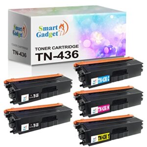 [5 pack] smart gadget compatible toner cartridge replacement tn436 (2b1c1y1m) | use with hl-l8360cdw mfc-l8900cdw mfcl9570cdw hl-l8360cdwt mfc-l8895cdw printers