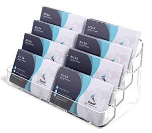 gowall business card holder, 8 pocket acrylic business card holder for desk clear business card stand desktop business card holders plastic business card display for exhibition, home and office