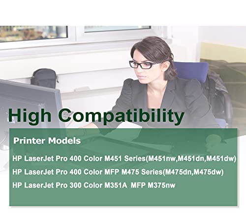 HP 305A Black, Cyan, Magenta, Yellow Toner Cartridges (5-Pack) Works with Laserjet Pro 300 M351, Laserjet Pro 300 MFP M375, Laserjet Pro 400 M451, Laserjet Pro 400 MFP M475