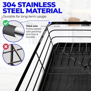 Ecomerr Dish Drying Rack for Kitchen Counter and Tabletop-Rust Proof Stainless Steel Dish Drainer with Drying Board and Removable Utensil Holder-Black Dish Rack with Drainboard 15.5”x11.4”x5.3”