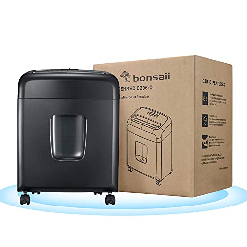 Bonsaii Shredder for Home Office, Micro Cut Paper and Credit Card Shredder, 8 Sheet Paper Shredder with 4 Gallons Transparent Window, Black (C206-D)