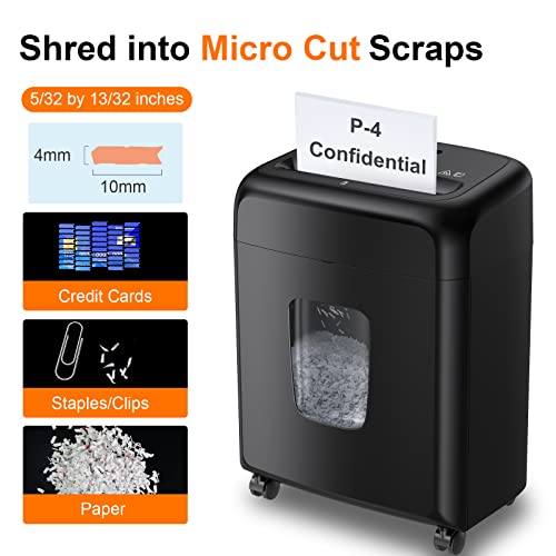 Bonsaii Shredder for Home Office, Micro Cut Paper and Credit Card Shredder, 8 Sheet Paper Shredder with 4 Gallons Transparent Window, Black (C206-D)