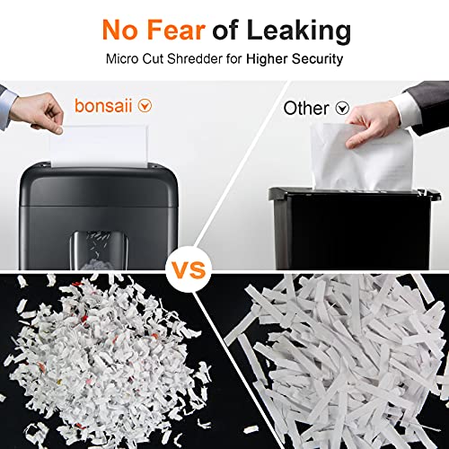 Bonsaii Shredder for Home Office, Micro Cut Paper and Credit Card Shredder, 8 Sheet Paper Shredder with 4 Gallons Transparent Window, Black (C206-D)