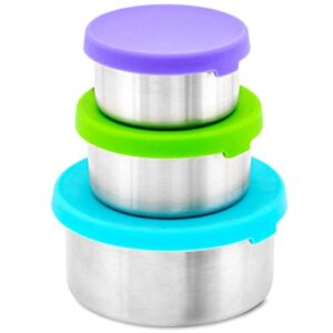 WeeSprout 18/8 Stainless Steel Food Storage Containers - Set of 3 Metal Food Storage Containers (150 ml, 200 ml, 400 ml), Leakproof Silicone Lids, Easy to Open, Durable, for Snacks, Lunches, Sauces
