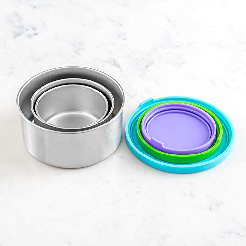 WeeSprout 18/8 Stainless Steel Food Storage Containers - Set of 3 Metal Food Storage Containers (150 ml, 200 ml, 400 ml), Leakproof Silicone Lids, Easy to Open, Durable, for Snacks, Lunches, Sauces