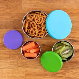 WeeSprout 18/8 Stainless Steel Food Storage Containers - Set of 3 Metal Food Storage Containers (150 ml, 200 ml, 400 ml), Leakproof Silicone Lids, Easy to Open, Durable, for Snacks, Lunches, Sauces