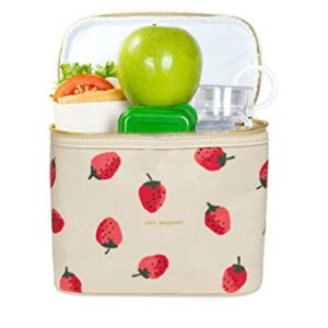 Kate Spade New York Insulated Soft Cooler Lunch Tote with Double Zipper Close and Carrying Handle, Strawberries