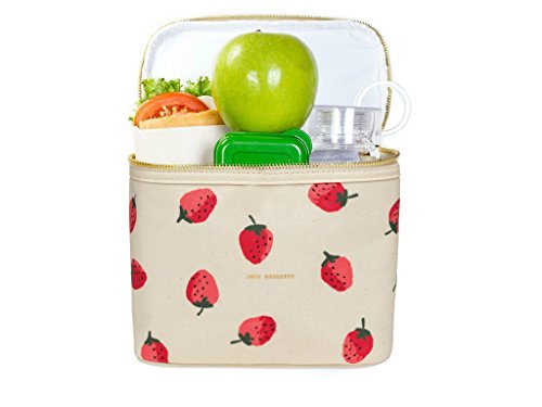 Kate Spade New York Insulated Soft Cooler Lunch Tote with Double Zipper Close and Carrying Handle, Strawberries