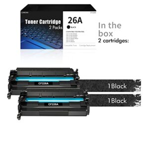 CF226A 26A Toner Cartridge 2Pack: Compatible for HP 26A 26X CF226X Black Toner Replacement for Color Laser Pro M402dw M402n M402dn M402d M402 MFP M426dw M426fdw M426fdn M426 Series Laser Printer