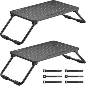 bontec 2 pack monitor stand riser, 4.72″ high monitor stand for desk, computer monitor riser stand with mesh platform for laptop, computer, imac, pc up to 33lbs/15kg, cable ties included