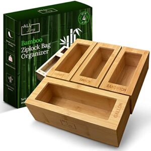 all luxy ziplock bag organizer – bamboo ziplock bag storage organizer – tidy up your kitchen drawers with the sandwich bag holder