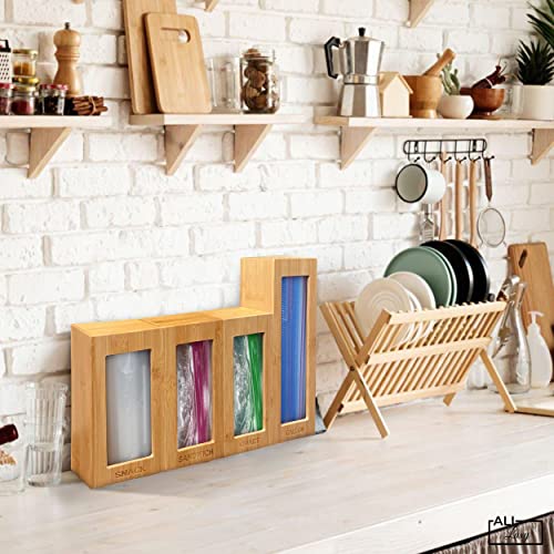 All Luxy Ziplock Bag Organizer - Bamboo Ziplock Bag Storage Organizer - Tidy Up Your Kitchen Drawers With The Sandwich Bag Holder