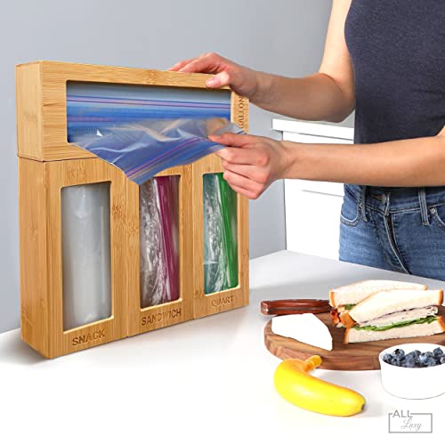 All Luxy Ziplock Bag Organizer - Bamboo Ziplock Bag Storage Organizer - Tidy Up Your Kitchen Drawers With The Sandwich Bag Holder