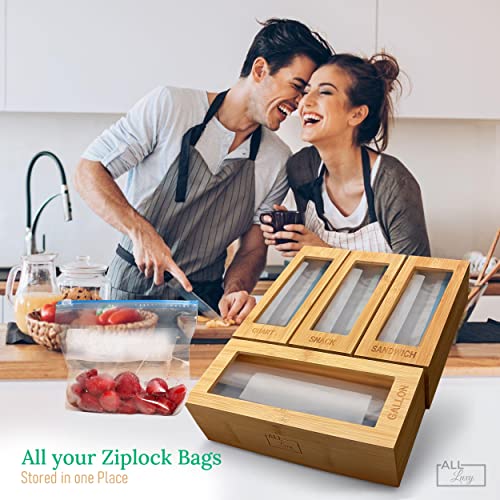 All Luxy Ziplock Bag Organizer - Bamboo Ziplock Bag Storage Organizer - Tidy Up Your Kitchen Drawers With The Sandwich Bag Holder