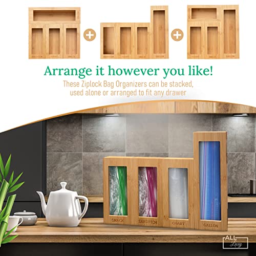 All Luxy Ziplock Bag Organizer - Bamboo Ziplock Bag Storage Organizer - Tidy Up Your Kitchen Drawers With The Sandwich Bag Holder