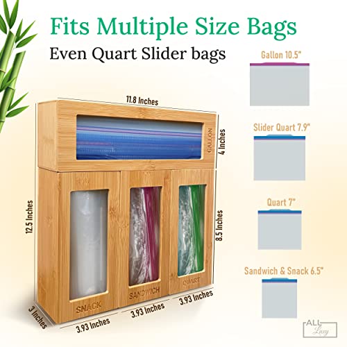 All Luxy Ziplock Bag Organizer - Bamboo Ziplock Bag Storage Organizer - Tidy Up Your Kitchen Drawers With The Sandwich Bag Holder