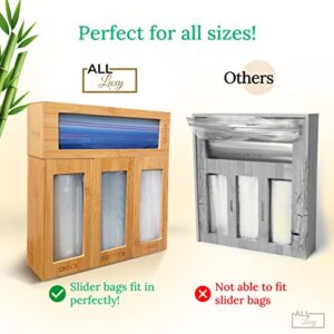 All Luxy Ziplock Bag Organizer - Bamboo Ziplock Bag Storage Organizer - Tidy Up Your Kitchen Drawers With The Sandwich Bag Holder