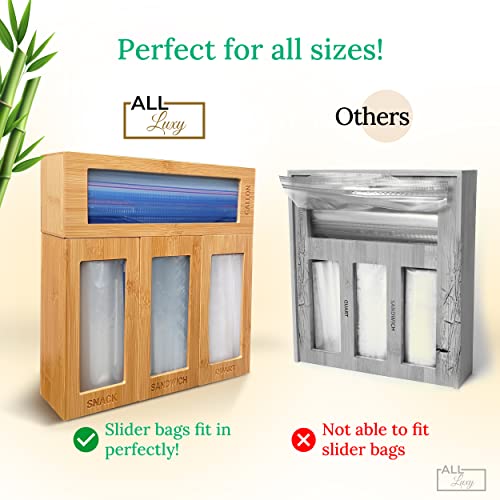 All Luxy Ziplock Bag Organizer - Bamboo Ziplock Bag Storage Organizer - Tidy Up Your Kitchen Drawers With The Sandwich Bag Holder