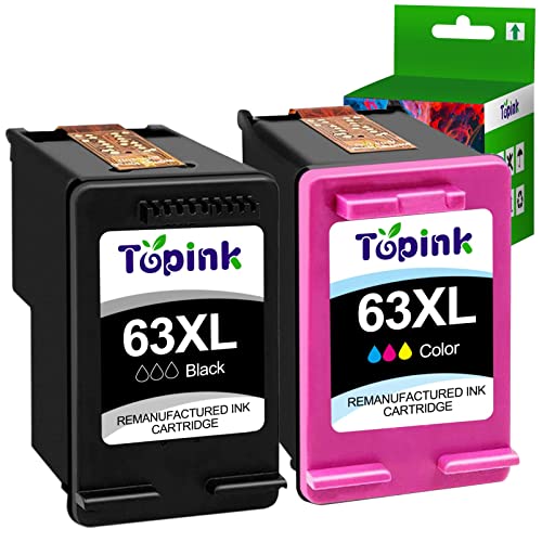 63 Ink Cartridges for HP 63XL 63 XL Topink 63 Ink Cartridge Combo Pack Compatible with Officejet 3830 4650 4652 4655 5200 5255 Envy 4520 4512 Deskjet 1112 2130 2132 3630 3632 Printers