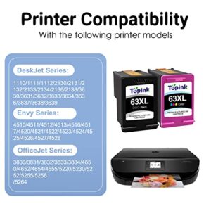 63 Ink Cartridges for HP 63XL 63 XL Topink 63 Ink Cartridge Combo Pack Compatible with Officejet 3830 4650 4652 4655 5200 5255 Envy 4520 4512 Deskjet 1112 2130 2132 3630 3632 Printers